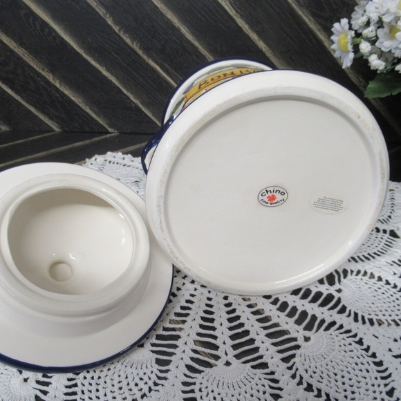 Vintage Bonbons Jar. Vintage cookie jar. Hand painted cookie jar with lid. Large - Picture 5 of 7